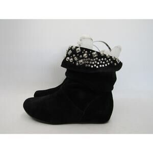 GIANNI BINI Womens Sz 6 M Black Suede Studded Slouch Ankle Fashion Boots Bootie